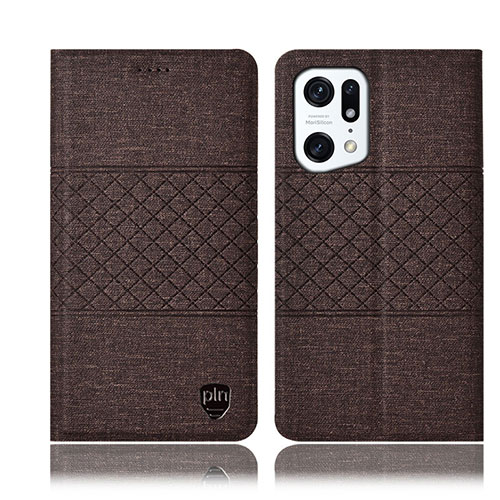 Cloth Case Stands Flip Cover H13P for Oppo Find X5 Pro 5G Brown