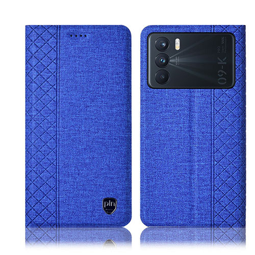 Cloth Case Stands Flip Cover H13P for Oppo K9 Pro 5G Blue