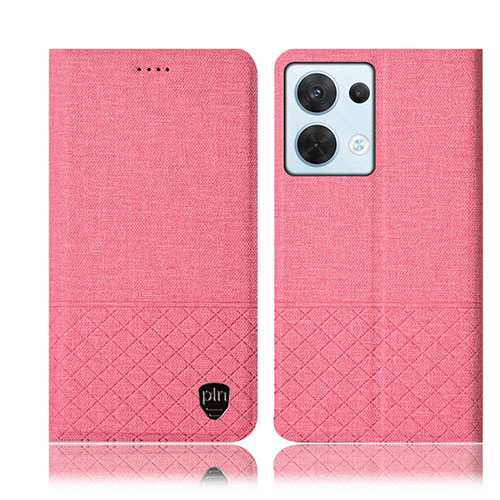 Cloth Case Stands Flip Cover H13P for Oppo Reno9 Pro 5G Pink