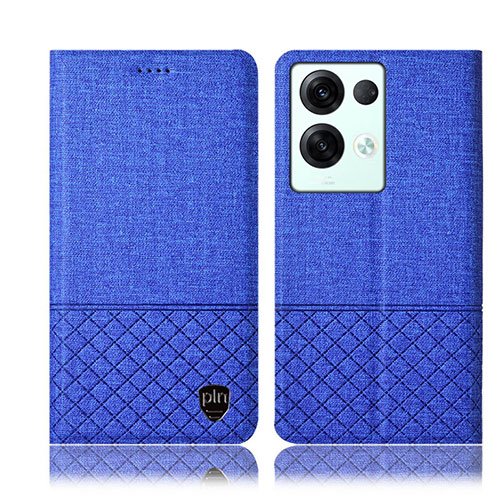 Cloth Case Stands Flip Cover H13P for Oppo Reno9 Pro+ Plus 5G Blue