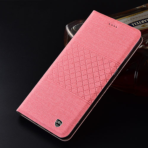 Cloth Case Stands Flip Cover H13P for Samsung Galaxy A60 Pink