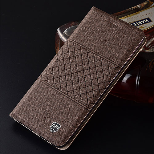 Cloth Case Stands Flip Cover H13P for Samsung Galaxy S21 Ultra 5G Brown