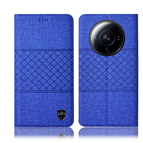 Cloth Case Stands Flip Cover H13P for Xiaomi Mi 12S Ultra 5G Blue