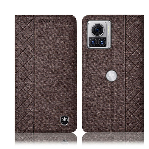 Cloth Case Stands Flip Cover H14P for Motorola Moto Edge 30 Ultra 5G Brown