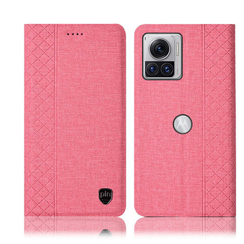 Cloth Case Stands Flip Cover H14P for Motorola Moto Edge 30 Ultra 5G Pink