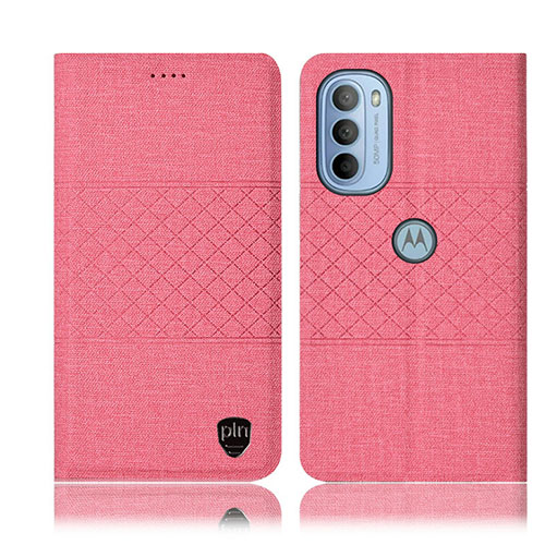 Cloth Case Stands Flip Cover H14P for Motorola Moto G31 Pink