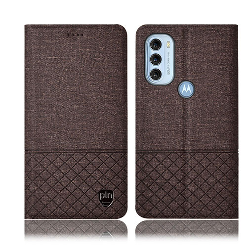 Cloth Case Stands Flip Cover H14P for Motorola Moto G71 5G Brown