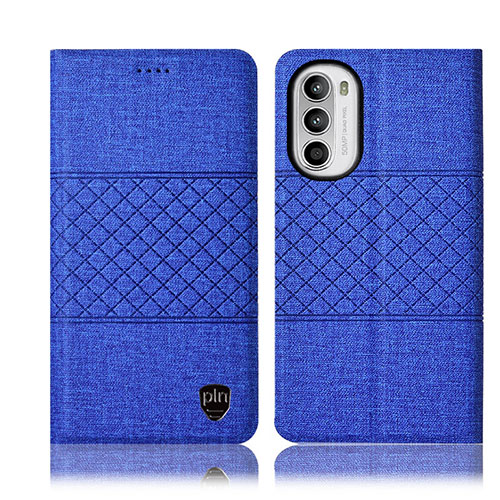 Cloth Case Stands Flip Cover H14P for Motorola Moto G71s 5G Blue