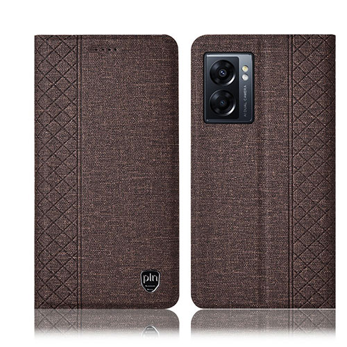Cloth Case Stands Flip Cover H14P for Oppo A77 5G Brown