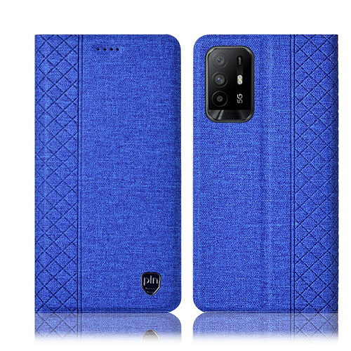 Cloth Case Stands Flip Cover H14P for Oppo A94 5G Blue