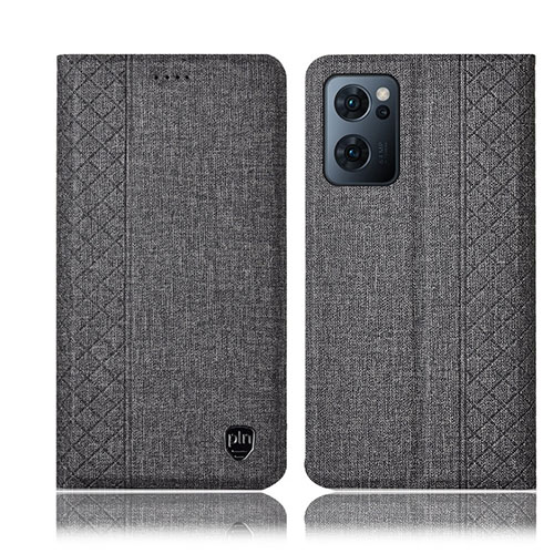 Cloth Case Stands Flip Cover H14P for Oppo Find X5 Lite 5G Gray