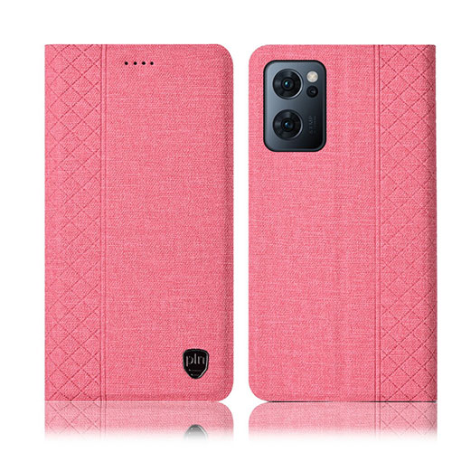 Cloth Case Stands Flip Cover H14P for Oppo Find X5 Lite 5G Pink