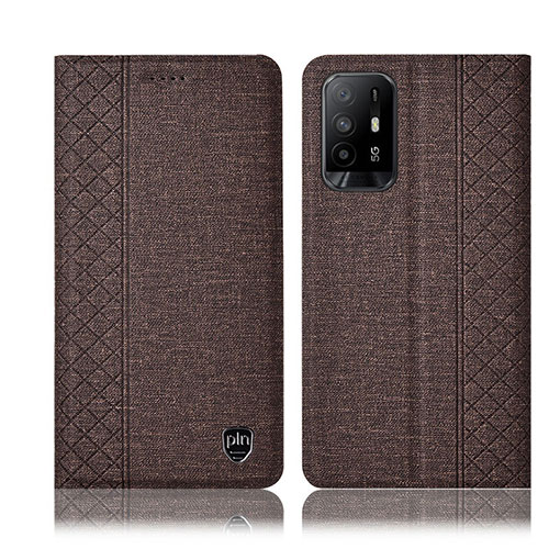Cloth Case Stands Flip Cover H14P for Oppo Reno5 Z 5G Brown