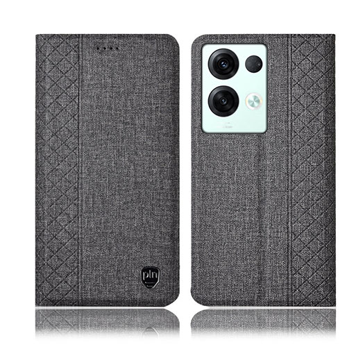 Cloth Case Stands Flip Cover H14P for Oppo Reno8 Pro 5G Gray