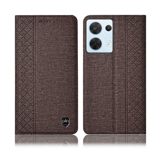 Cloth Case Stands Flip Cover H14P for Oppo Reno9 Pro 5G Brown