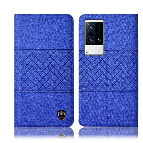 Cloth Case Stands Flip Cover H14P for Vivo iQOO 8 Pro 5G Blue