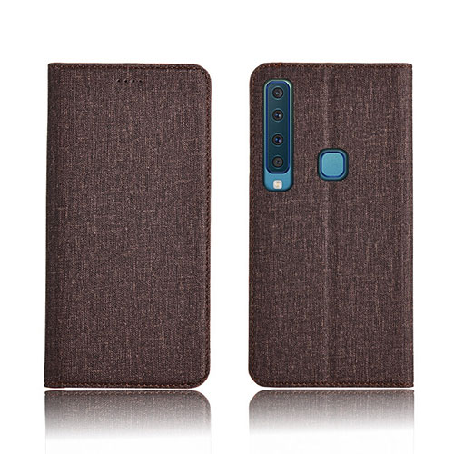 Cloth Case Stands Flip Holder Cover for Samsung Galaxy A9 (2018) A920 Brown