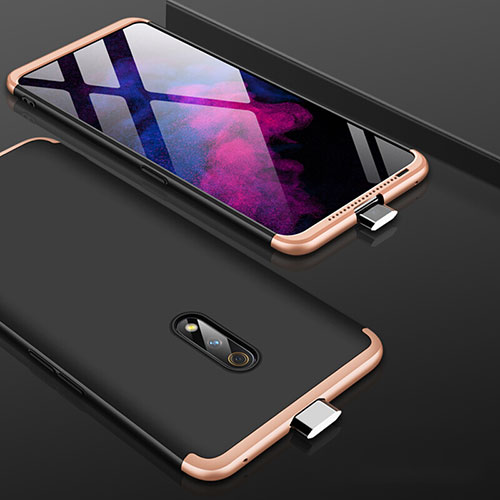 Custodia Plastica Rigida Cover Opaca Fronte e Retro 360 Gradi per Oppo Realme X Oro e Nero