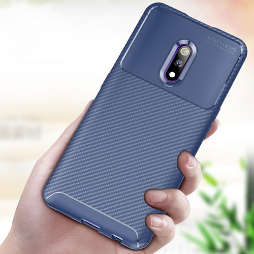 Custodia Silicone Cover Morbida Spigato per Oppo Realme X Blu