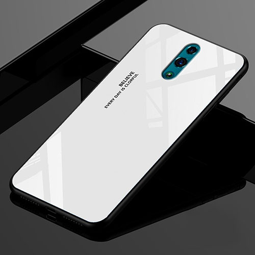 Custodia Silicone Specchio Laterale Sfumato Arcobaleno Cover per Oppo Realme X Bianco