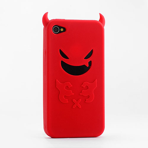 Evil Devil Demon Silicone Soft Case for Apple iPhone 4S Red