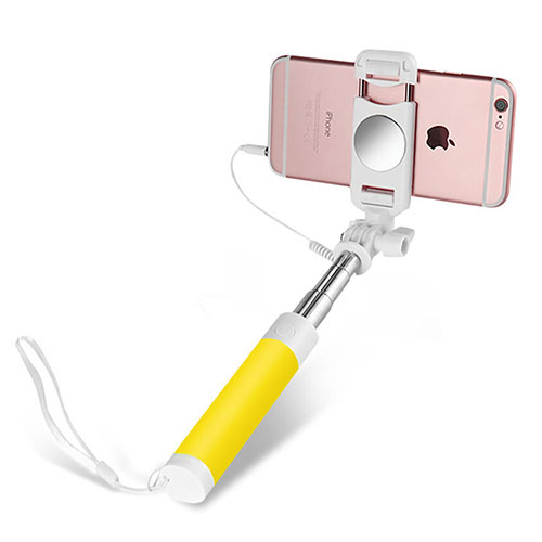 Extendable Folding Wired Handheld Selfie Stick Universal S02 Yellow