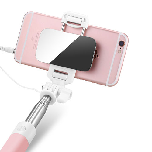 Extendable Folding Wired Handheld Selfie Stick Universal S05 Pink