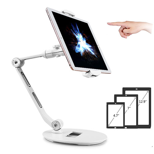 Flexible Tablet Stand Mount Holder Universal H08 for Samsung Galaxy Tab S7 4G 11 SM-T875 White