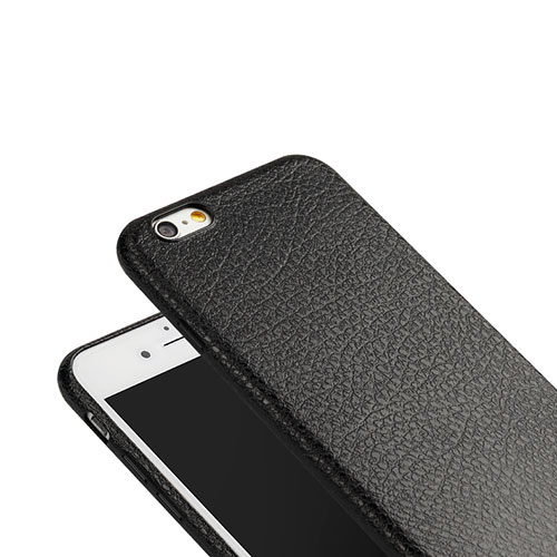 Hard Rigid Plastic Leather Snap On Case for Apple iPhone 6S Plus Black