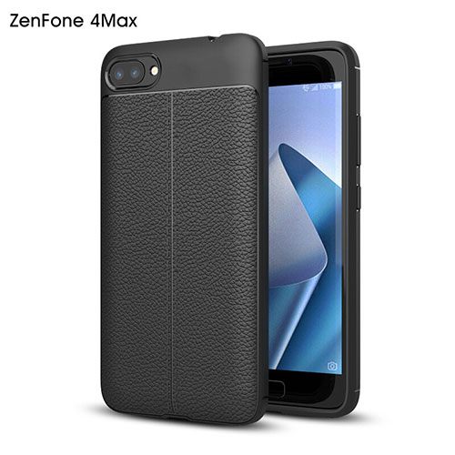 Hard Rigid Plastic Leather Snap On Case for Asus Zenfone 4 Max ZC554KL Black