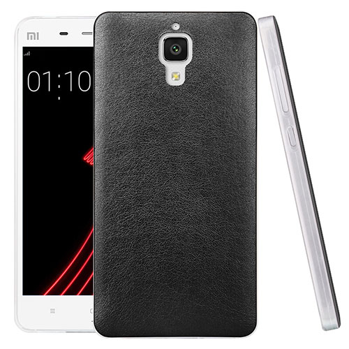 Hard Rigid Plastic Leather Snap On Case for Xiaomi Mi 4 Black