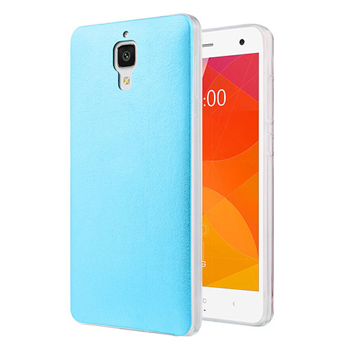 Hard Rigid Plastic Leather Snap On Case for Xiaomi Mi 4 LTE Sky Blue