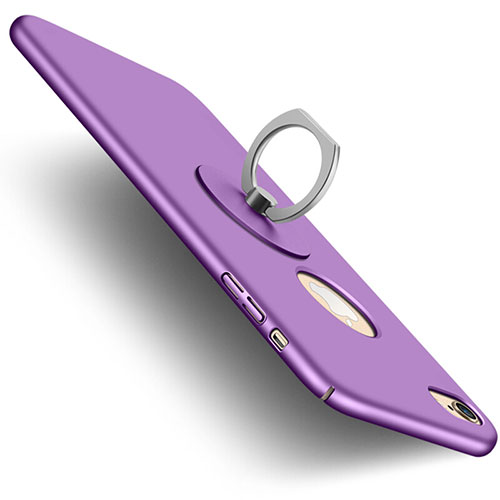 Hard Rigid Plastic Matte Finish Back Cover with Finger Ring Stand for Apple iPhone 6 Plus Purple