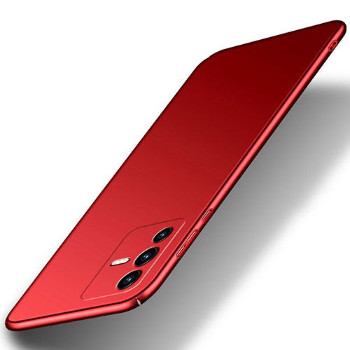 Hard Rigid Plastic Matte Finish Case Back Cover for Vivo V23 Pro 5G Red