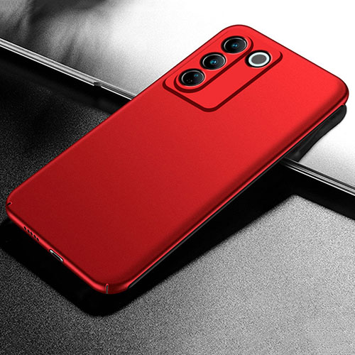 Hard Rigid Plastic Matte Finish Case Back Cover for Vivo V27e 5G Red