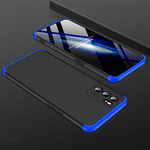 Hard Rigid Plastic Matte Finish Case Back Cover GK1 for Oppo Reno6 5G Blue and Black