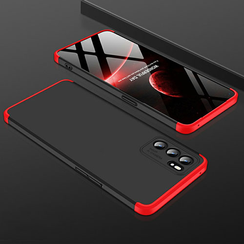 Hard Rigid Plastic Matte Finish Case Back Cover GK1 for Oppo Reno6 5G Red and Black