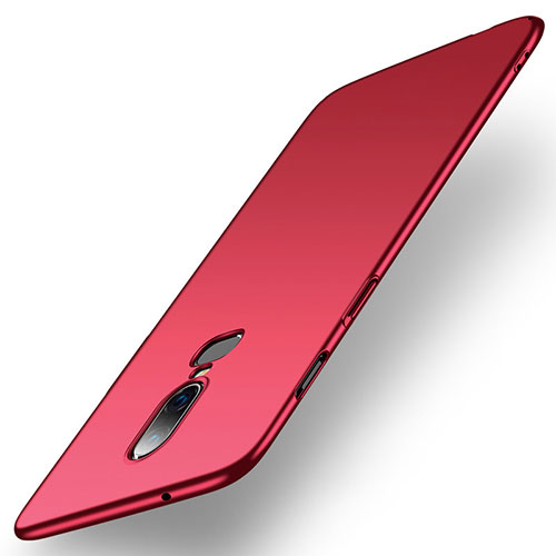 Hard Rigid Plastic Matte Finish Case Back Cover M01 for OnePlus 6 Red