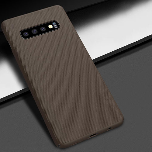 Hard Rigid Plastic Matte Finish Case Back Cover M01 for Samsung Galaxy S10 Plus Brown