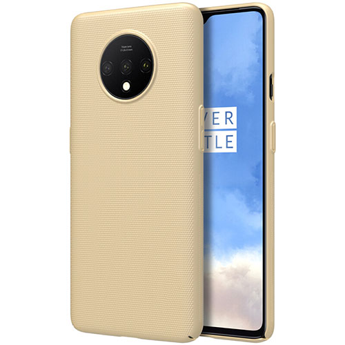 Hard Rigid Plastic Matte Finish Case Back Cover P01 for OnePlus 7T Gold