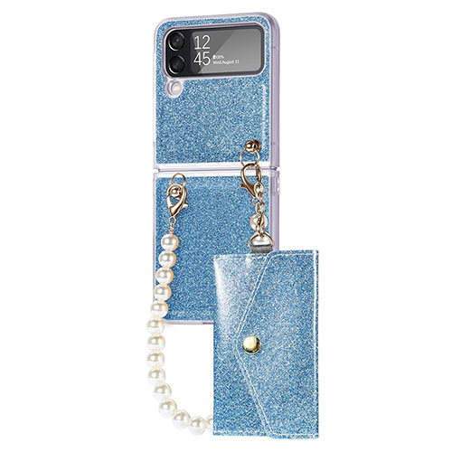 Hard Rigid Plastic Matte Finish Case Back Cover P08 for Samsung Galaxy Z Flip4 5G Blue