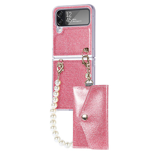 Hard Rigid Plastic Matte Finish Case Back Cover P08 for Samsung Galaxy Z Flip4 5G Rose Gold