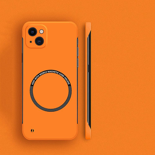 Hard Rigid Plastic Matte Finish Case Back Cover with Mag-Safe Magnetic for Apple iPhone 15 Orange