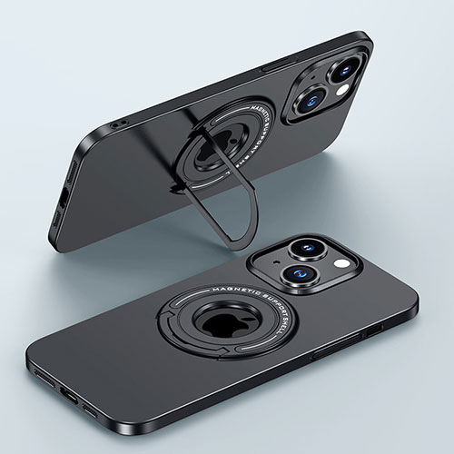 Hard Rigid Plastic Matte Finish Case Back Cover with Mag-Safe Magnetic JB1 for Apple iPhone 15 Black