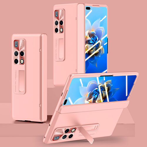 Hard Rigid Plastic Matte Finish Case Back Cover with Stand QK1 for Huawei Mate X2 Pink