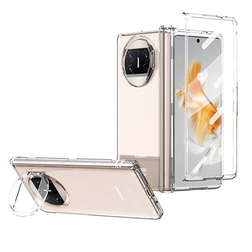 Hard Rigid Plastic Matte Finish Case Back Cover with Stand ZL1 for Huawei Mate X3 Clear