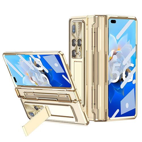 Hard Rigid Plastic Matte Finish Case Back Cover with Stand ZL3 for Huawei Mate X2 Gold