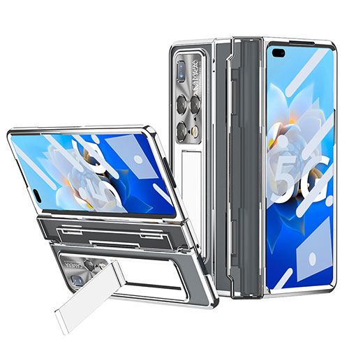 Hard Rigid Plastic Matte Finish Case Back Cover with Stand ZL3 for Huawei Mate X2 Silver