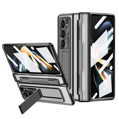 Hard Rigid Plastic Matte Finish Case Back Cover with Stand ZL6 for Samsung Galaxy Z Fold5 5G Black