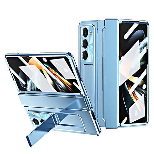 Hard Rigid Plastic Matte Finish Case Back Cover with Stand ZL7 for Samsung Galaxy Z Fold5 5G Blue